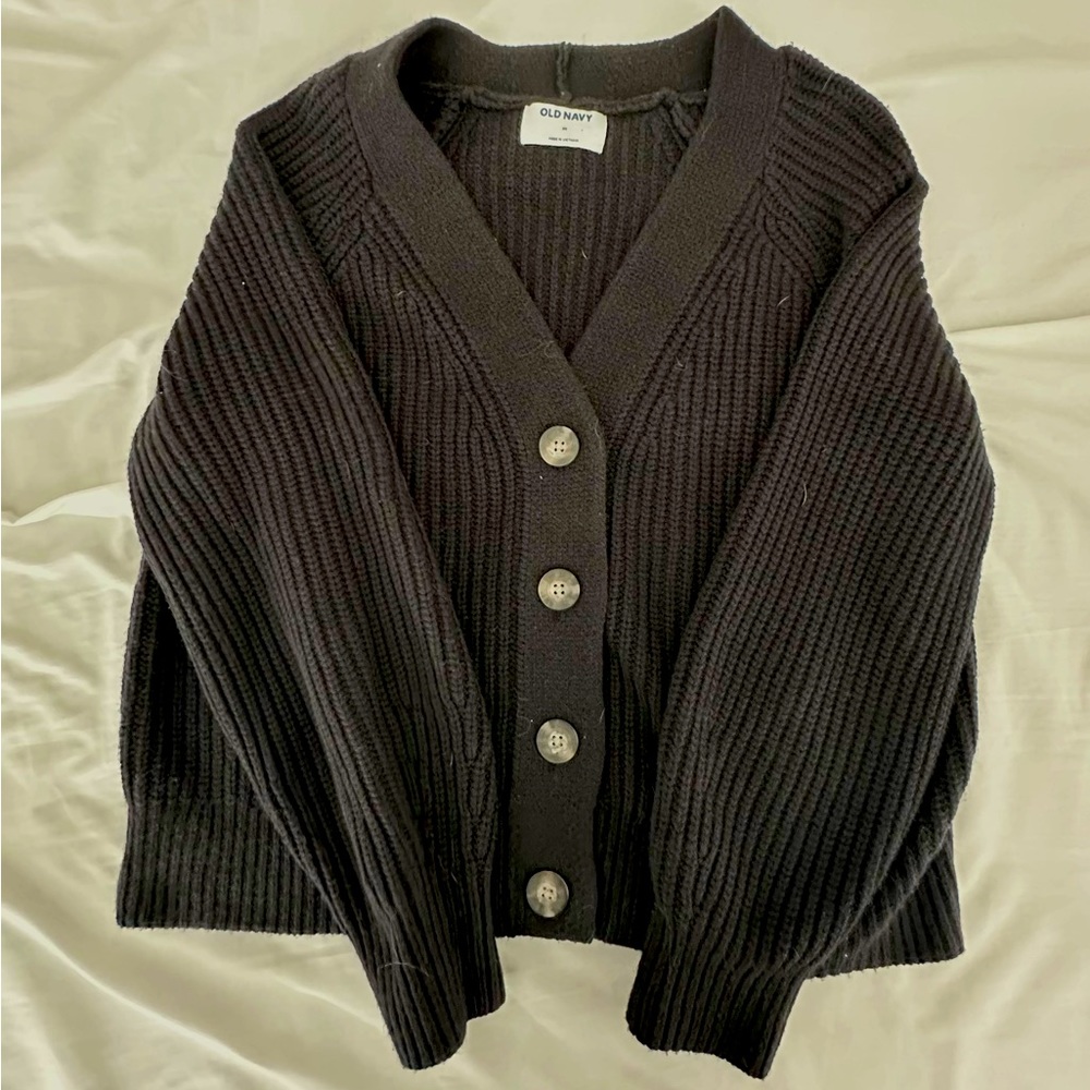 Black button up sweater cardigan